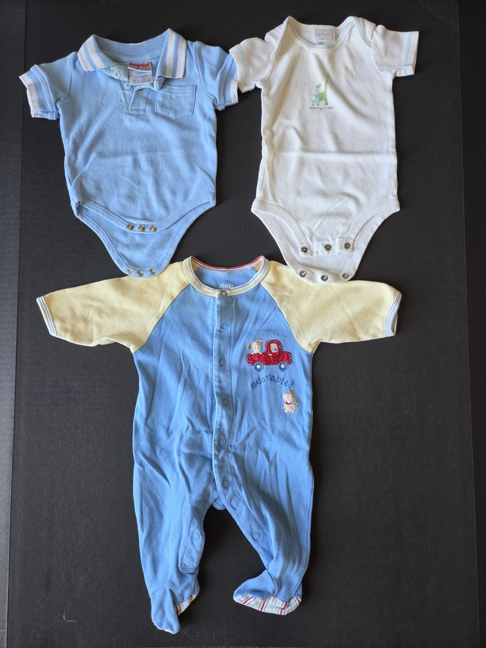 Carter's Blue, White & Cream Baby One-Piece Set